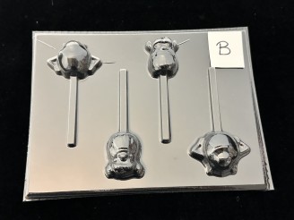 486sp Monster Co. Faces Chocolate Candy Lollipop Mold FACTORY SECOND